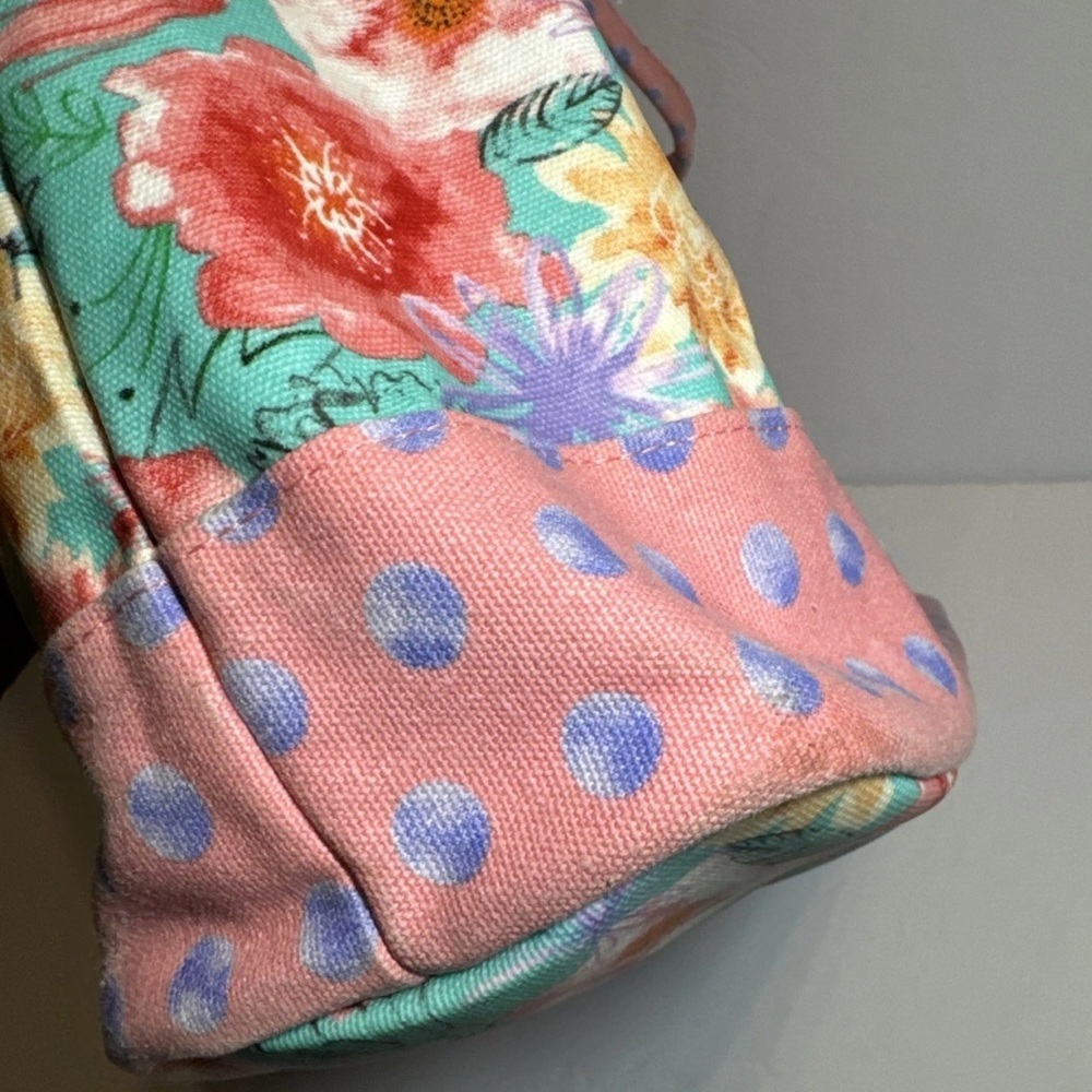 MATILDA JANE Relaxing Sunshine Pink Floral & Dots Oversize Tote Bag 19” Wide - Picture 13 of 16